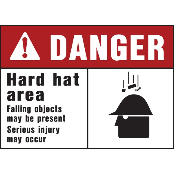 Hy-Ko Danger Hard Hat Area Sign 10" x 14", 5PK A20362 - main